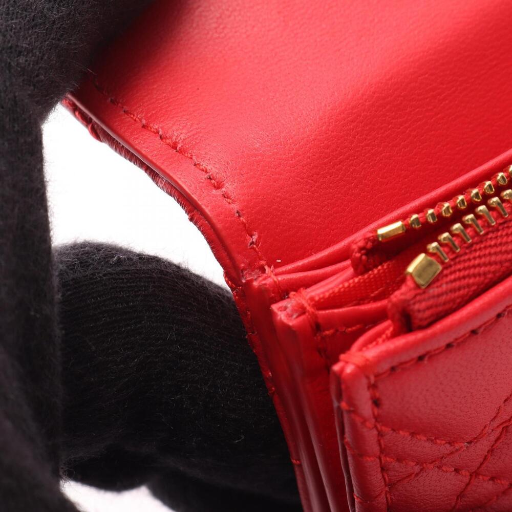 Christian Dior Caro Glycine Heart Cannage Coin Purse Wallet Leather Red - Picture 8 of 9